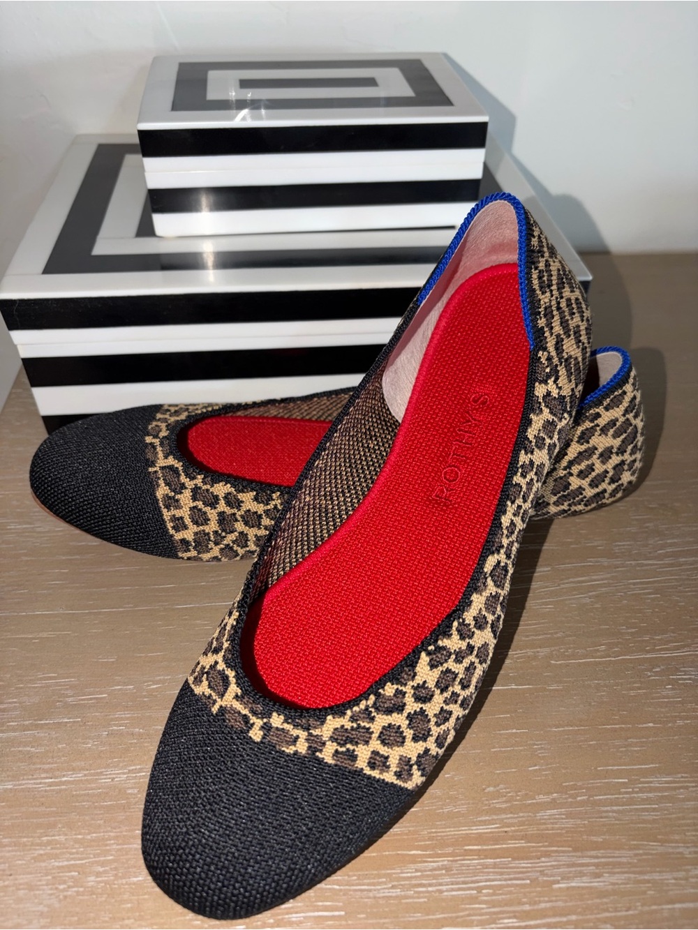 Rothy’s The Square Little Cat leopard cheetah print round toe ballet flats 8 NEW - Picture 2 of 7